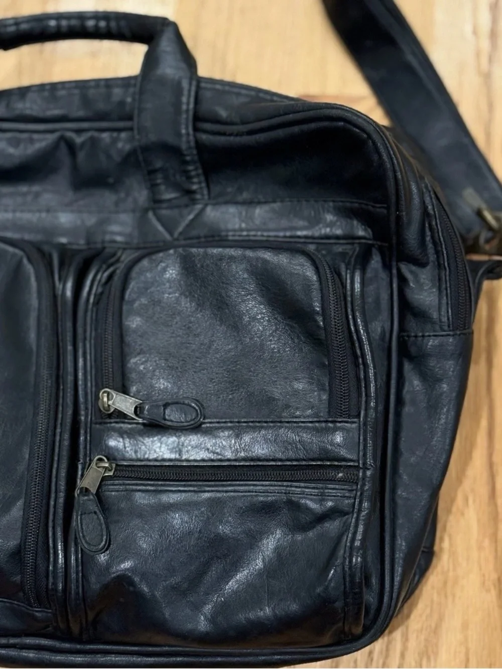 Pebble Beach Black Leather Laptop Bag with 100th U.S. Open